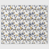 スカンジクリスマスかわいいウッドランド動物ホワイト ラッピングペーパー (フラット)