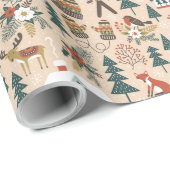 スカンジクリスマスウッドランド動物のトープ ラッピングペーパー (ロールコーナー)