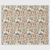 スカンジクリスマスウッドランド動物のトープ ラッピングペーパー (フラット)