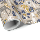 スカンジクリスマスキュートなウッドランド動物のトープ ラッピングペーパー (ロールコーナー)