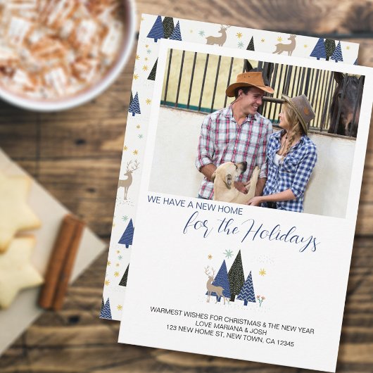 スカンジクリスマスツリー風景写真の新しいアドレス シーズンカード