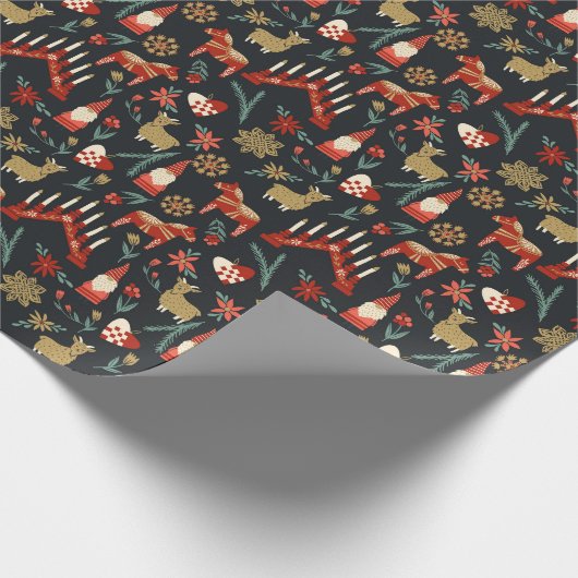 スカンジクリスマスホリデーデザイン ラッピングペーパー (角)
