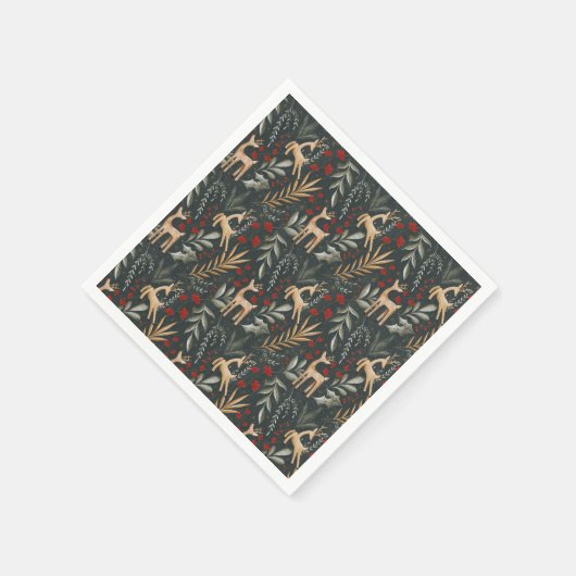 スカンジクリスマス紙ナプキンズノルディックホリデーディアー スタンダードカクテルナプキン (角)