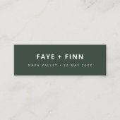 スカンジグリーン結婚式の引き出物ミニブックマークカード スキニー名刺 (正面)