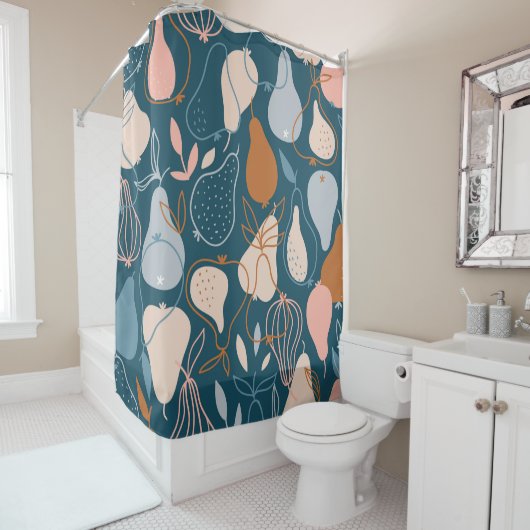 スカンジスタイリッシュナビア様式のナシの継ぎ目のない模様 シャワーカーテン (インサイチュ)