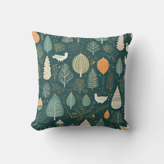 スカンジセージグリーンノルディックハイゲウッドランドクリスマス クッション (正面)