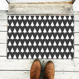 スカンジツリーパターン |白黒のミニマル ドアマット