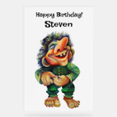 スカンジナビアおもしろいトロールイラストレーション水彩 アクリルサイン (正面)