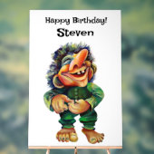 スカンジナビアおもしろいトロールイラストレーション水彩 アクリルサイン (ニュートラル)