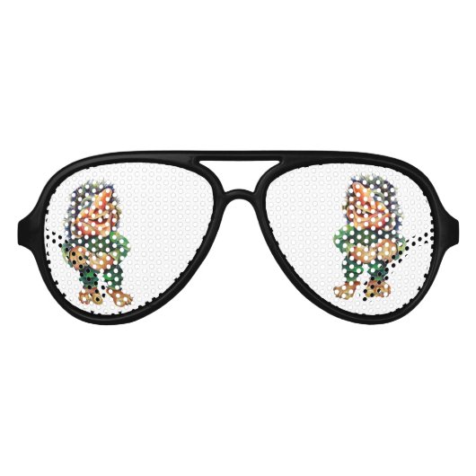 スカンジナビアおもしろいトロールイラストレーション水彩 アビエーターサングラス (正面)