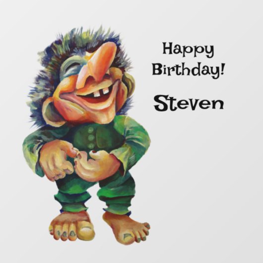 スカンジナビアおもしろいトロールイラストレーション水彩 ウィンドウサイン (シート)