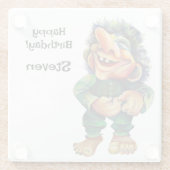 スカンジナビアおもしろいトロールイラストレーション水彩 ガラスコースター (裏面)