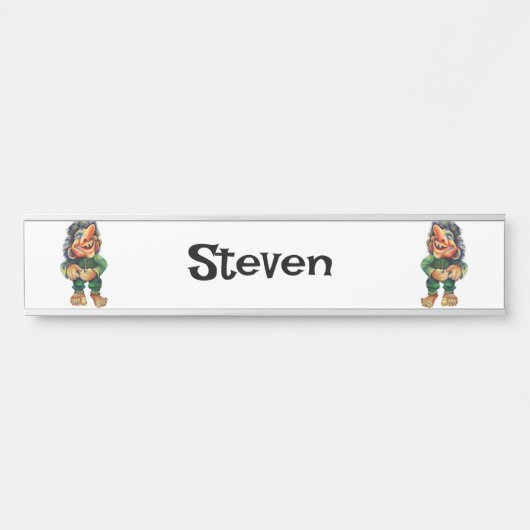 スカンジナビアおもしろいトロールイラストレーション水彩 サインプレート (正面)