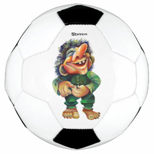 スカンジナビアおもしろいトロールイラストレーション水彩 サッカーボール