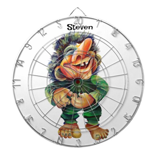 スカンジナビアおもしろいトロールイラストレーション水彩 ダーツボード (正面)