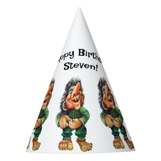 スカンジナビアおもしろいトロールイラストレーション水彩 パーティーハット (正面)