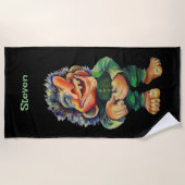 スカンジナビアおもしろいトロールイラストレーション水彩 ビーチタオル (正面)