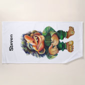 スカンジナビアおもしろいトロールイラストレーション水彩 ビーチタオル (正面)