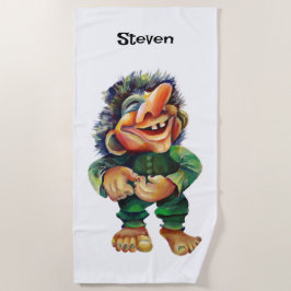 スカンジナビアおもしろいトロールイラストレーション水彩 ビーチタオル