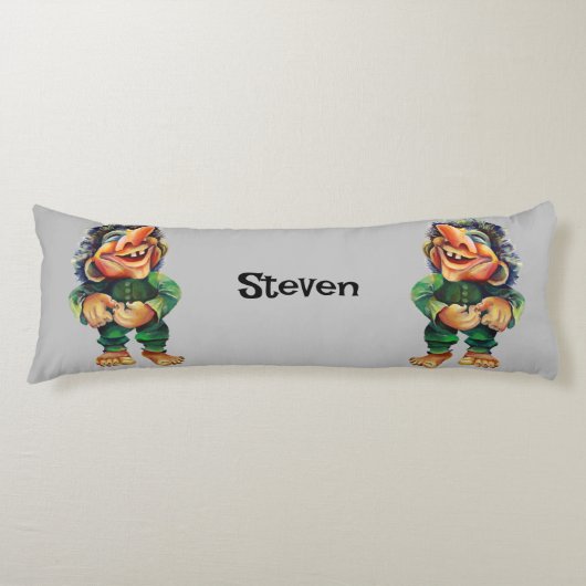 スカンジナビアおもしろいトロールイラストレーション水彩 ボディピロー (正面)