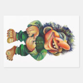 スカンジナビアおもしろいトロールイラストレーション水彩 ラッピングペーパーシート (正面3)