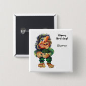 スカンジナビアおもしろいトロールイラストレーション水彩 缶バッジ (正面&裏面)