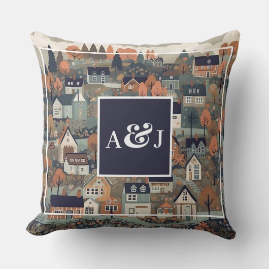 スカンジナビアお洒落ヴィレッジモノグラム クッション (正面)