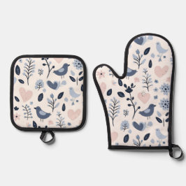 スカンジナビアお洒落鳥 鍋つかみ&鍋敷きセット