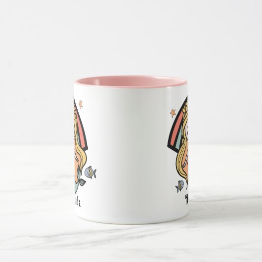 スカンジナビアかわいい人魚パーソナライズされた娘 マグカップ (中央)