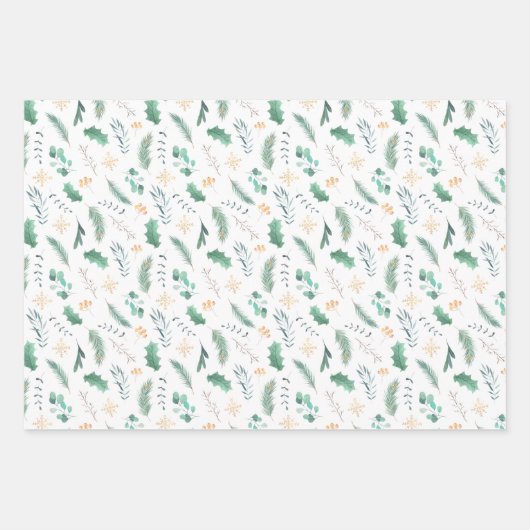 スカンジナビアかわいい水の色キッズクリスマス ラッピングペーパーシート (正面3)