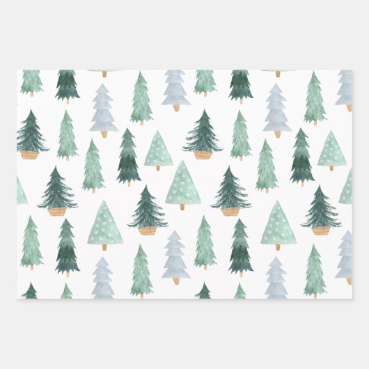 スカンジナビアかわいい水の色キッズクリスマス ラッピングペーパーシート (正面2)