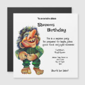 スカンジナビアのおかしいトロールイラスト 水彩画 マグネット招待状 (正面/裏面)