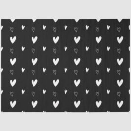 スカンジナビアのかわいいハートのパターン白黒 薄葉紙