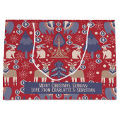 スカンジナビアのウッドランドパーソナライズされたクリスマス ラージペーパーバッグ (正面)