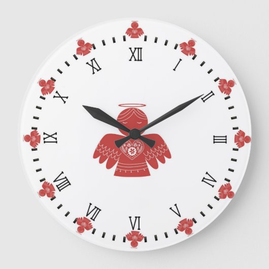 スカンジナビアのエンジェルアートクロック ラージ壁時計 (正面)