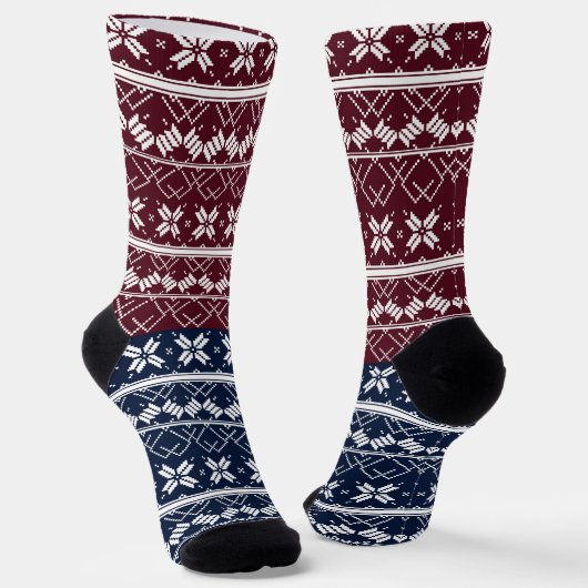 スカンジナビアのオーナメントの青い、ブルゴーニュ ソックス (傾斜あり)