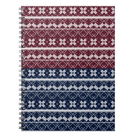 スカンジナビアのオーナメントの青い、ブルゴーニュ ノートブック (正面)