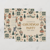 スカンジナビアのオーナメント　クリスマスパーティーご招待 招待状 (正面/裏面)