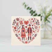 スカンジナビアのカップルハートバレンタイン シーズンカード (スタンド正面)