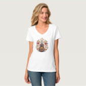 スカンジナビアのギターフォークアート Tシャツ (正面フル)