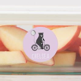 スカンジナビアのクマがバイクミニマリストの紫色のラベルに ラベル