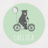 スカンジナビアのクマがバイクミニマリストグリーン ラベル (デザイン2)