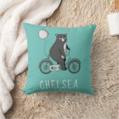 スカンジナビアのクマをバイクミニマルパーソナライズされたリスト クッション (ブランケット)