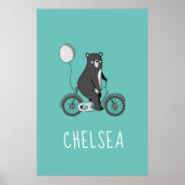 スカンジナビアのクマをバイクミニマルパーソナライズされたリスト ポスター (正面)