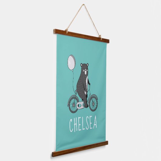 スカンジナビアのクマをバイクミニマルパーソナライズされたリスト 吊り下げ型タペストリー (傾斜あり)