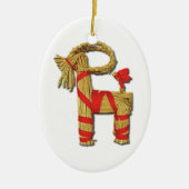 スカンジナビアのクリスマスのわらのユール（キリスト降誕祭）のヤギJulbok セラミックオーナメント (正面)