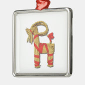 スカンジナビアのクリスマスのわらのユール（キリスト降誕祭）のヤギJulbok メタルオーナメント (左)