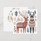 スカンジナビアのクリスマスのトナカイのグリーティングカード シーズンカード (正面/裏面)