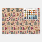 スカンジナビアのクリスマスのトナカイの森林動物 ラッピングペーパーシート (正面3)