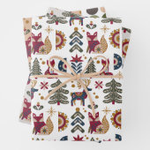 スカンジナビアのクリスマスのトナカイの森林動物 ラッピングペーパーシート (インサイチュ)